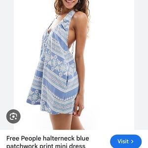 Free People Blue Patterned Dress open back beach coverup